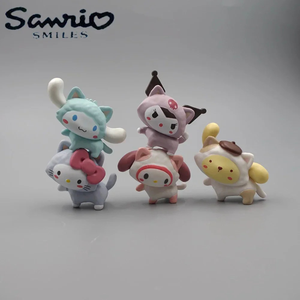 Hello Kitty 4Cm Sanrio Figura Anime Cinnamoroll Melody Kuromi Drop Doll Kawaii Fai Da Te Decorazione Della Torta Regali Di Natale Giocattolo Per Bambini