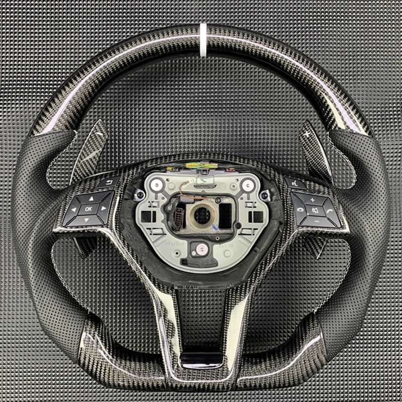 For Mercedes-Benz W204 W205 2013 2014 2015 2016 2017 2018 AMG Carbon Fiber Sports Steering Wheel Perforated Leather