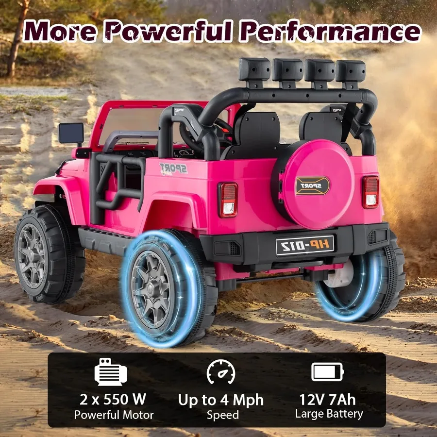 ركوب بمقعدين على شاحنة 12 فولت مركبة كهربية تعمل بالبطارية مع شاشة عرض طاقة للتحكم عن بعد وأضواء LED تعليق القصة S #4