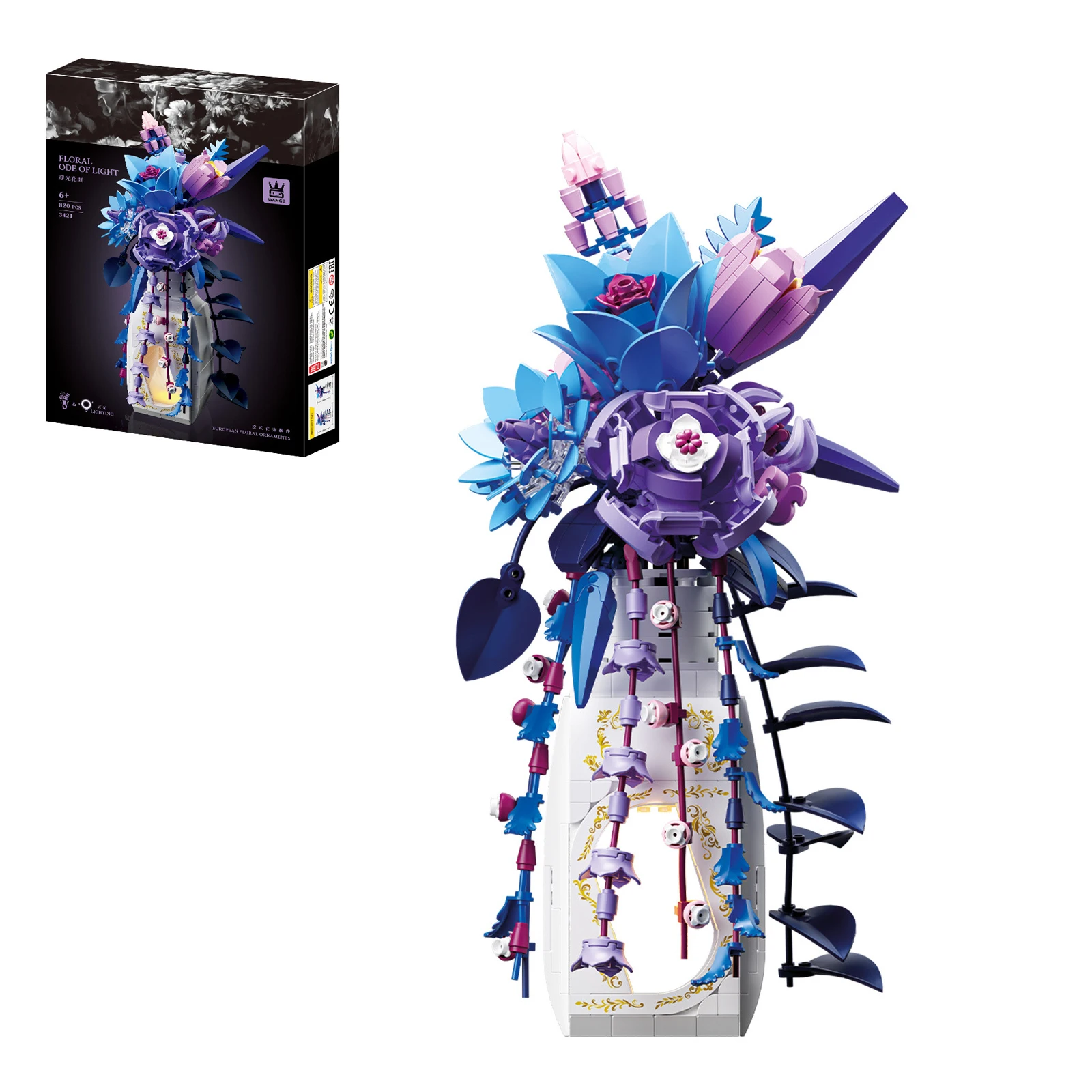 

Плавающий светильник, цветочная песня, 803 шт., строительные блоки со светодиодной подсветкой, искусственные цветы, растение, бонсай, креативная головоломка «сделай сам», подарок