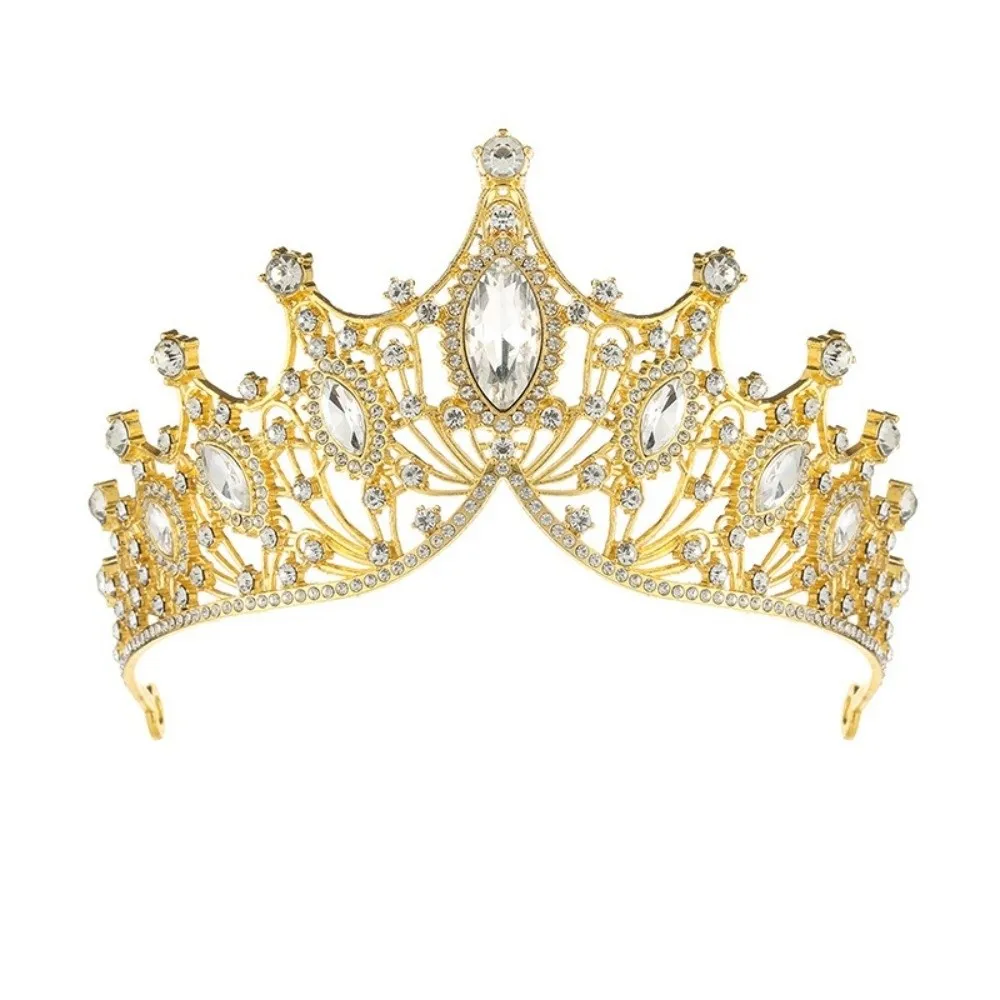 

Винтажная корона принцессы со стразами, аксессуары для волос в стиле барокко, хрустальная тиара, платье для выпускного из сплава, ювелирные изделия, Новый год