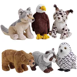 Simulato animale aquila lupo Lynx Grizzly procione neve gufo uccello natura selvaggia Zoo modello peluche bambola di pezza ragazza ragazzo amico regalo