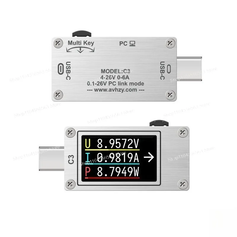 Programmable USB Tester Voltmeter PD Trigger Load Monitor, CT-3/C3 Meter with PC Software Ripple Analysis for Charger Test