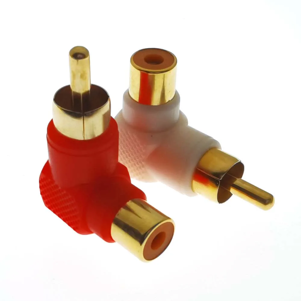 Durable Gold Plating 90 Degree L Splitter Right Angle Converter Male To Female Audio Adapter RCA Connector Plug RCA Adapter