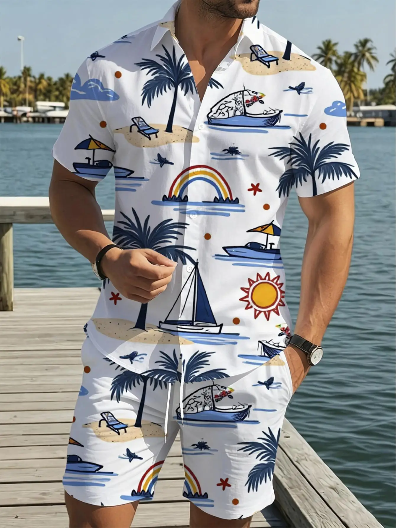 Men's Shirt Sets 2026 Spring/Summer Graphic men's suits jogging set Y2k tracksuits 3D Printed clothing set sports two-piece