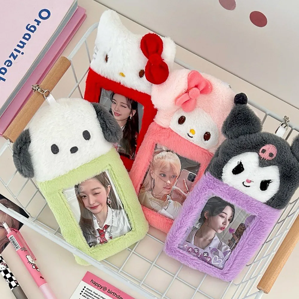 

Sanrio Plush Card Holder Kuromi My Melody Id Card Kawaii Card Holder Toys Photo Album Pendant Keychain Accessories Birthday Gift