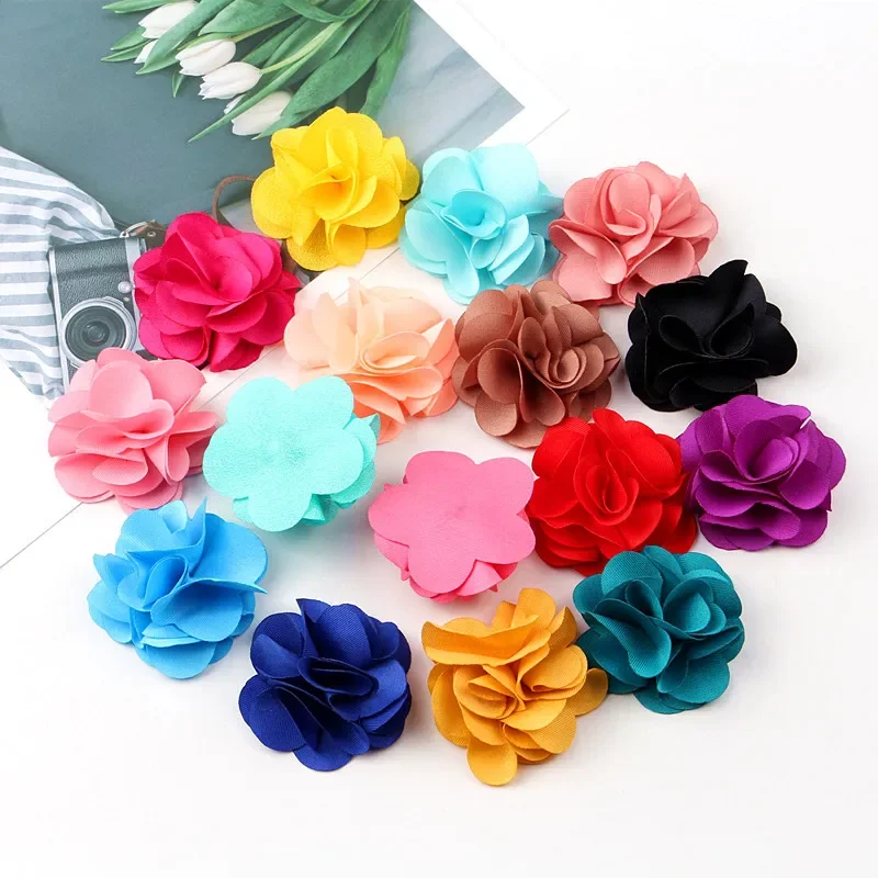 100Pcs Mix Colors Mini Chiffon Fabric Flower For Wedding Invitation Artificial Flowers For Dress Decoration
