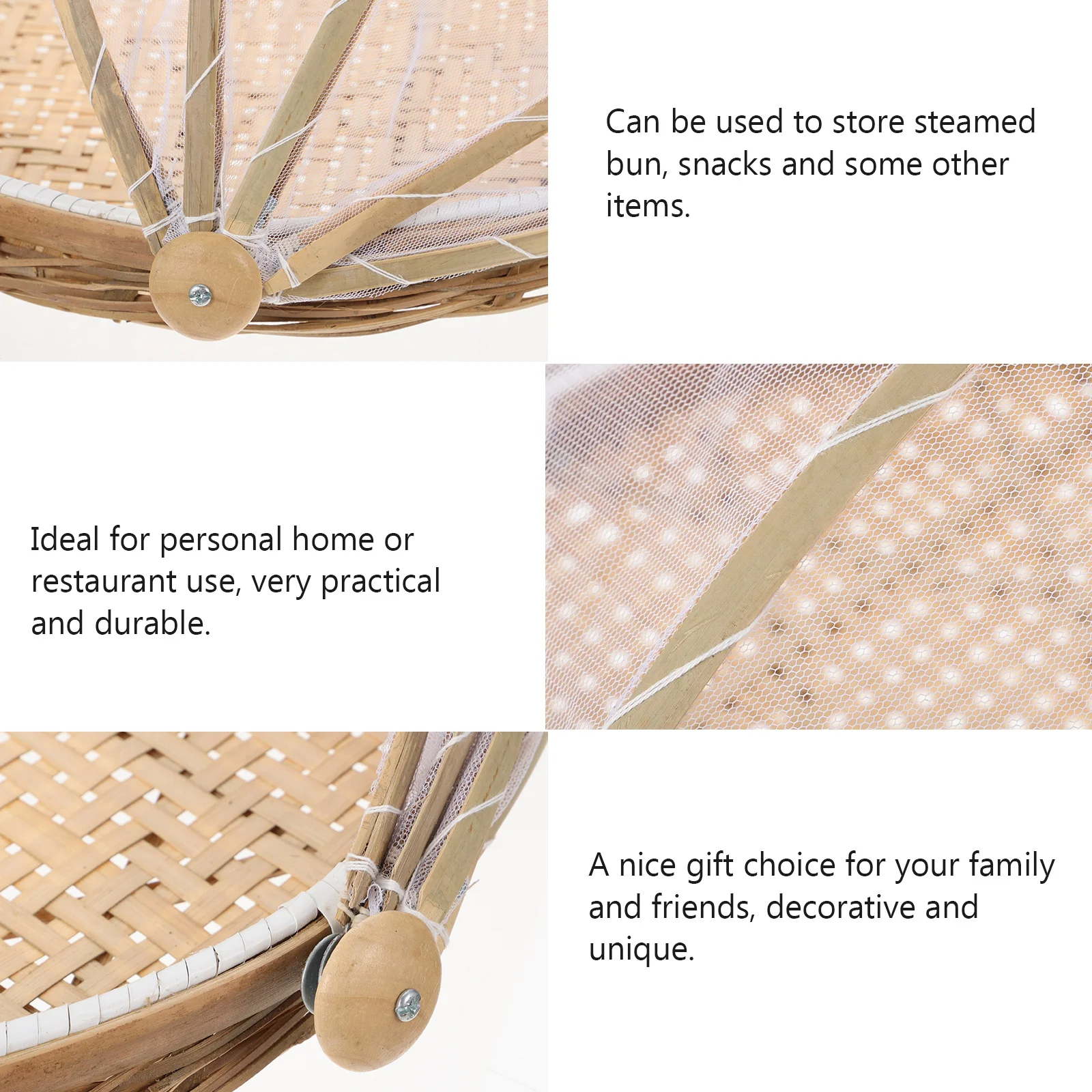 

1Pcs Bamboo Woven Dustpan Anti-Mosquito Round Drying Basket Diameter 42cm Handmade Household Storage Kitchen Basket