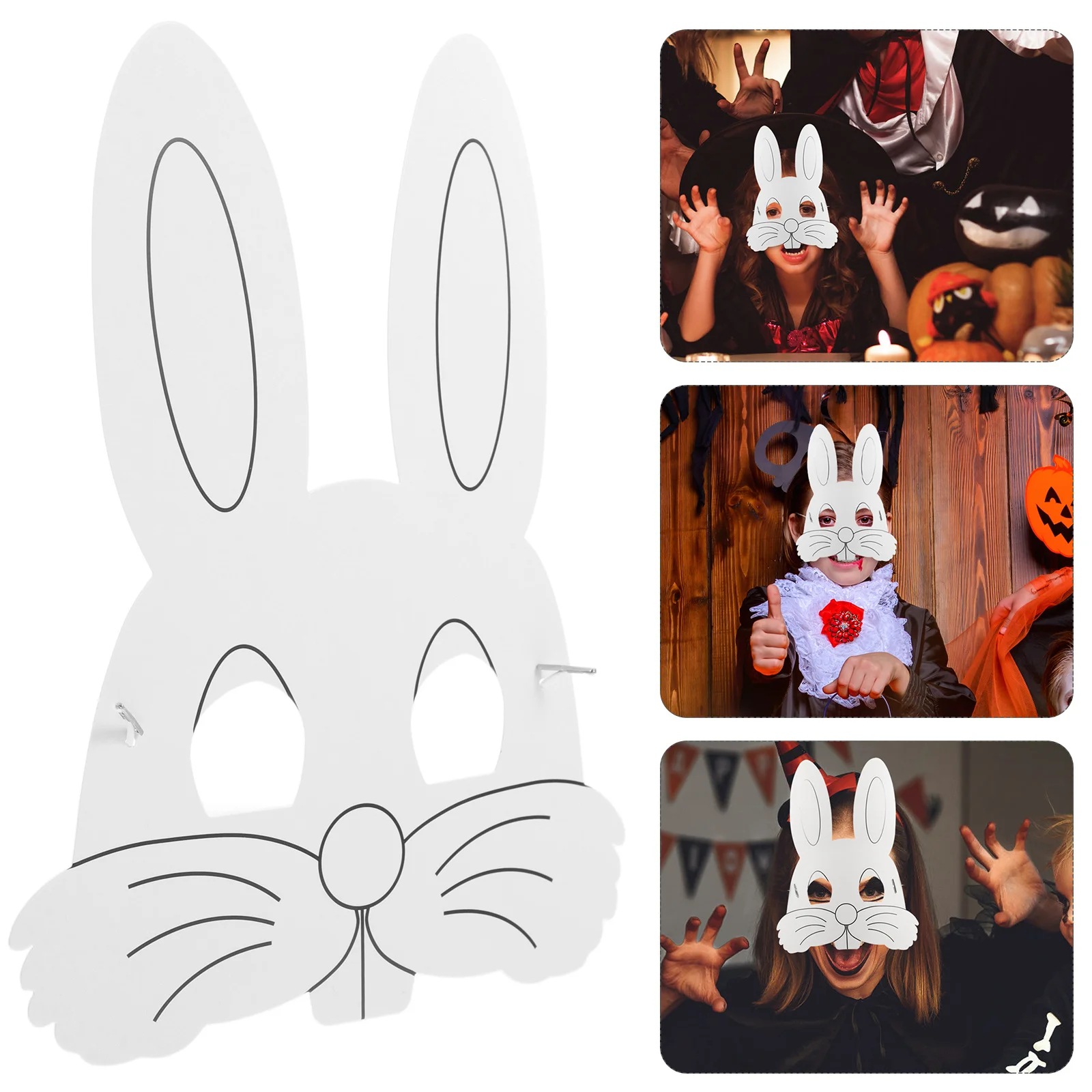 10 قطع من أقنعة الحيوانات اللوحة الإبداعية DIY ورقة كرافت للأطفال رسم حفلة قناع ورقي أبيض مقطوع مسبقًا قناع أبيض أرجوح #5