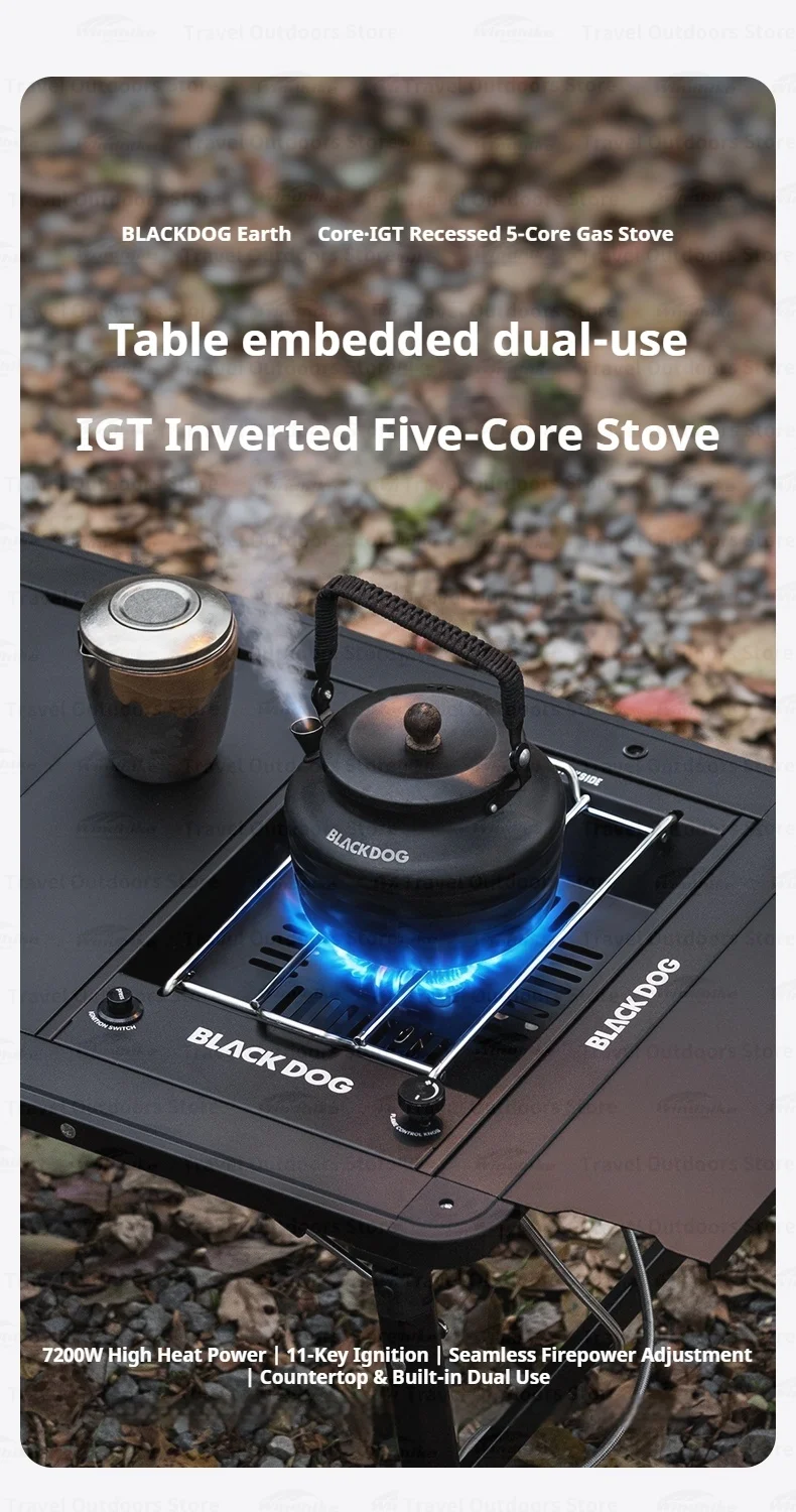 BLACKDOG IGT Einbau-Gasherd mit fünf Brennern, Desktop-Einbau-Doppelzweck-Herd, 7200W Leistung, für Outdoor-Camping und Picknick, Multifunktionsherd – Detail 2
