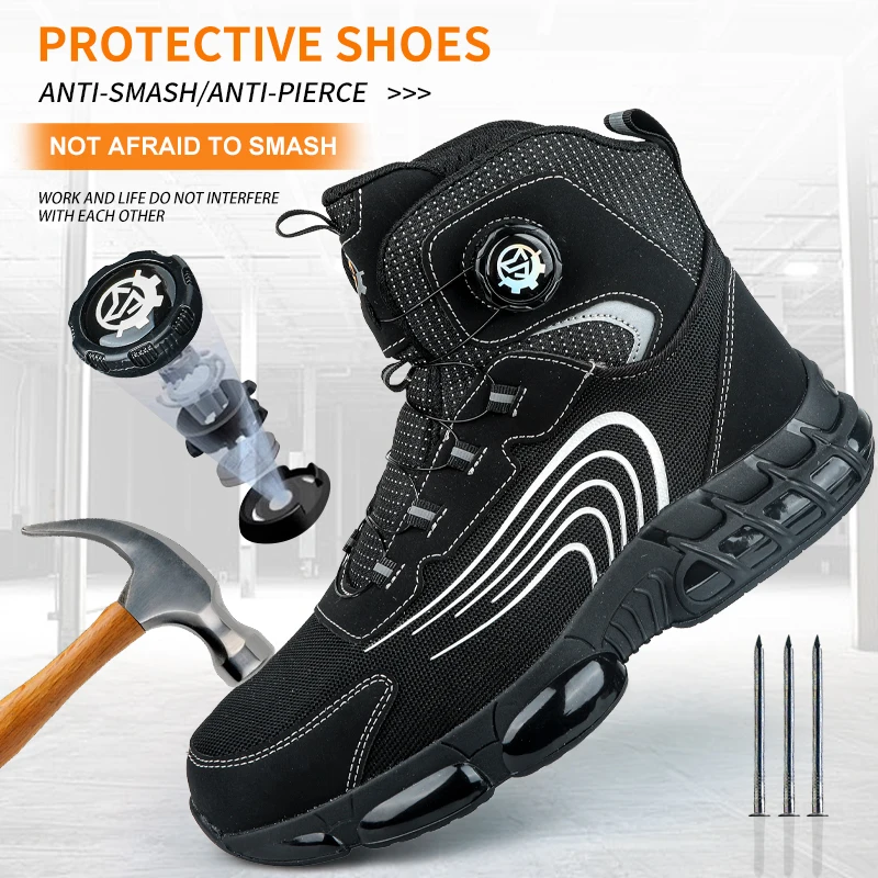 2026 high-top anti-smashing and anti-puncture work shoes, protective shoes, safety shoes, labor insurance shoes, wear-resistant