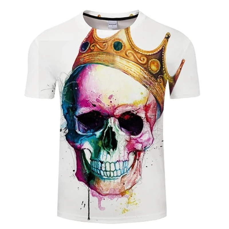 Hip Hop Skull Cat Owl Graphic T Shirt 3D Printed Colorful Eyes Tiger Streetwear T-shirt Short Sleeve Men Fashion Summer Clothing