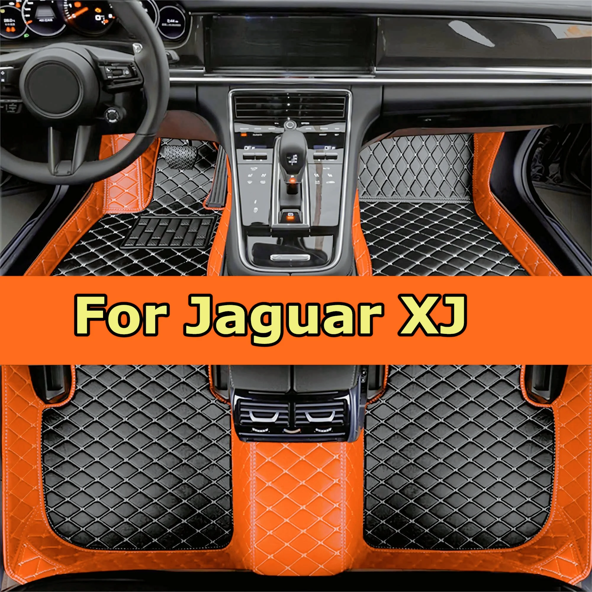 Full Set Car Floor Mats for Jaguar XJ 2012 2013 2014 2015 2016 2017 2018 2019 Luxury Leather Floor Mats for Cars Mats Carpets