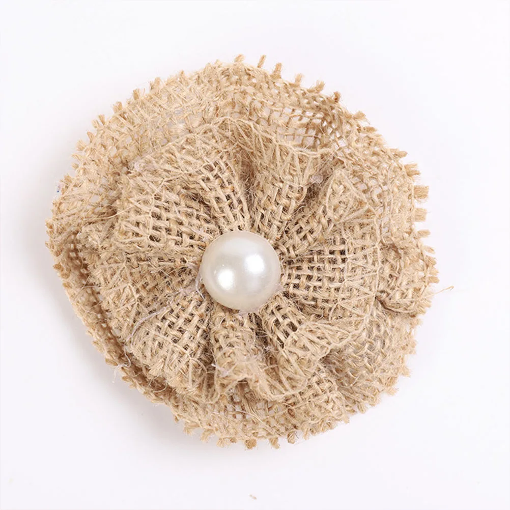 

12 Pcs Natural Style Jute Flower Vintage Decor Cloth Fabric Circle Women Wedding Bridal Bridesmaid Party Accessories Festival