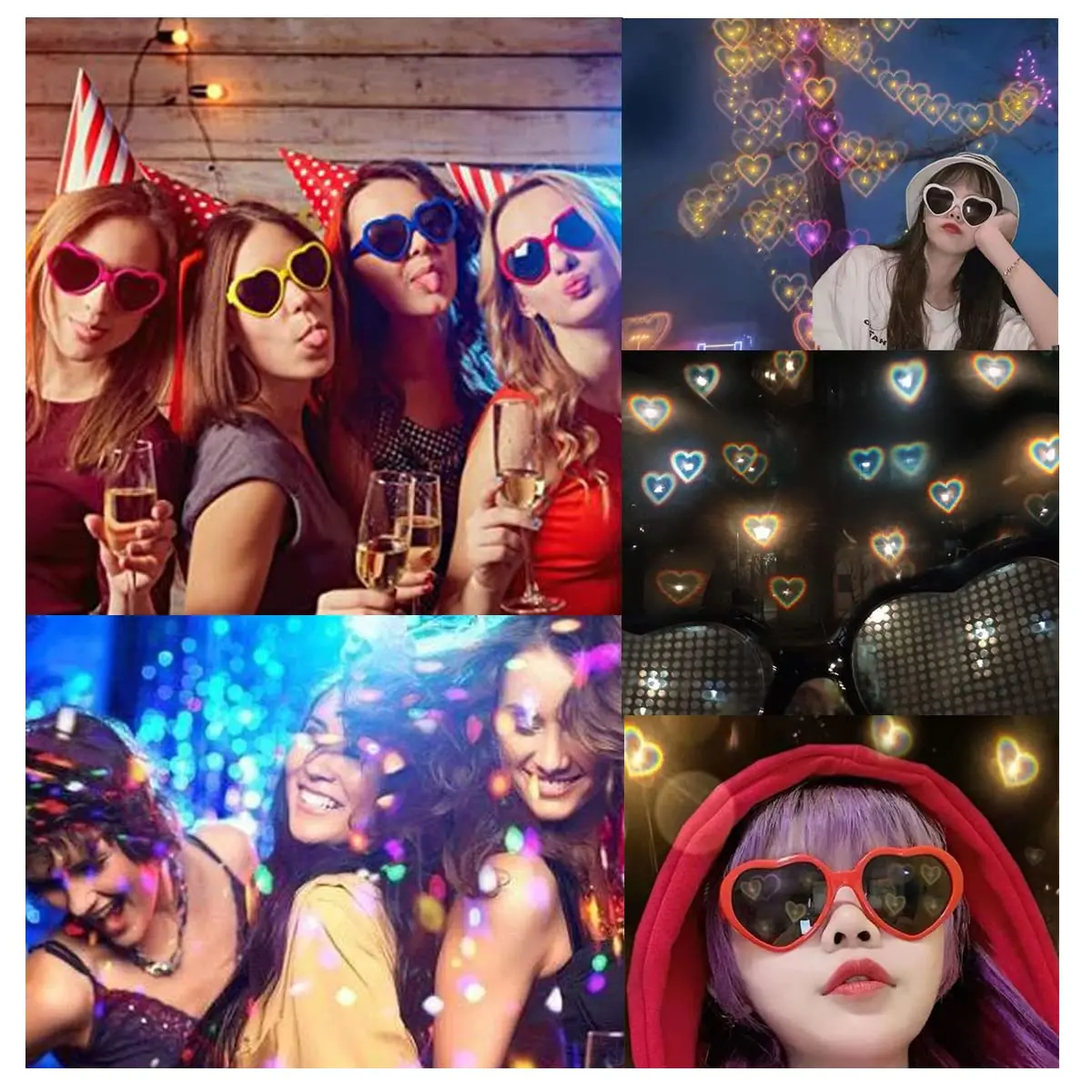 10-100PCS Heart Shaped Effects Glasses Love Diffraction Eyewear Light  Diffraction Sunglasses Rave Party Wedding Party Fireworks