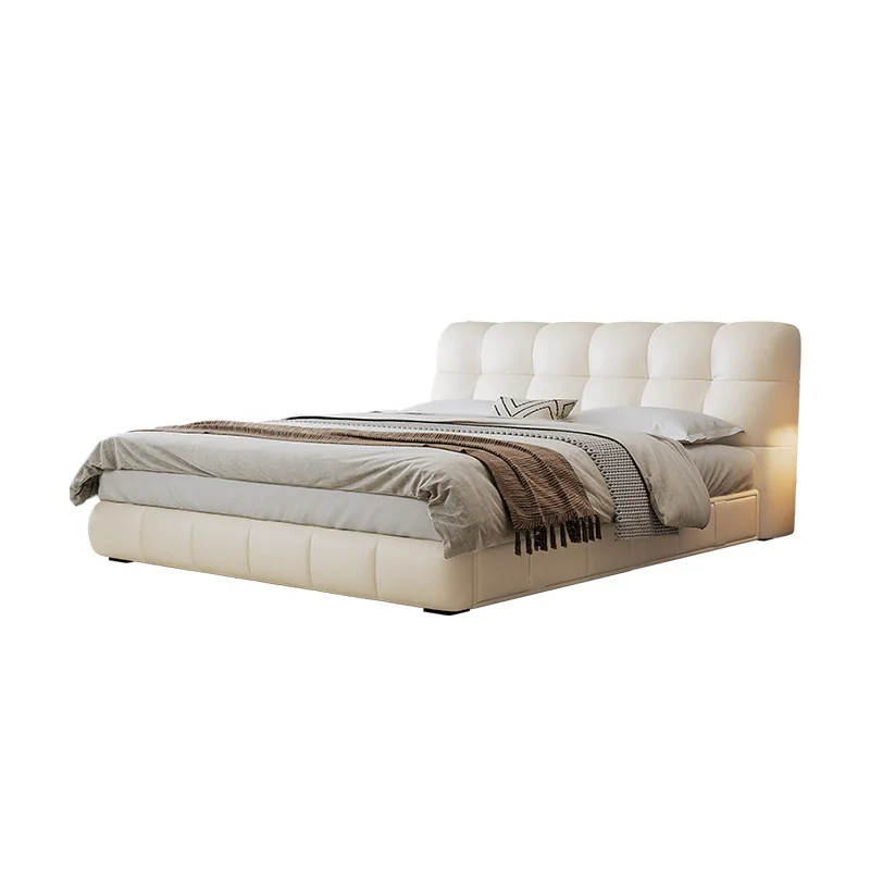 Drawer Multifunctional Bed French Modern Simple Light Luxury  Master Bedroom Bed Puff Storage Leather Bed