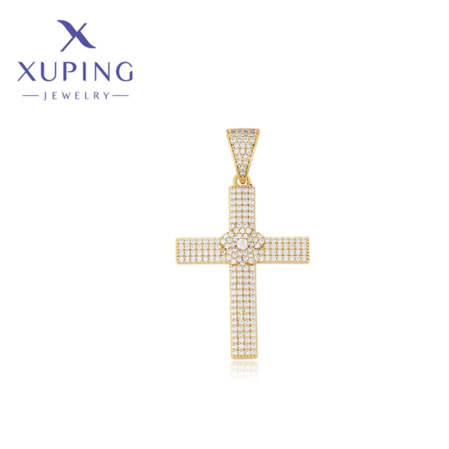 Xuping Jewelry New Fashion Exquisite Cross Shape Light Gold Color Pendant Necklace for Women Christmas Party Gift X000671179