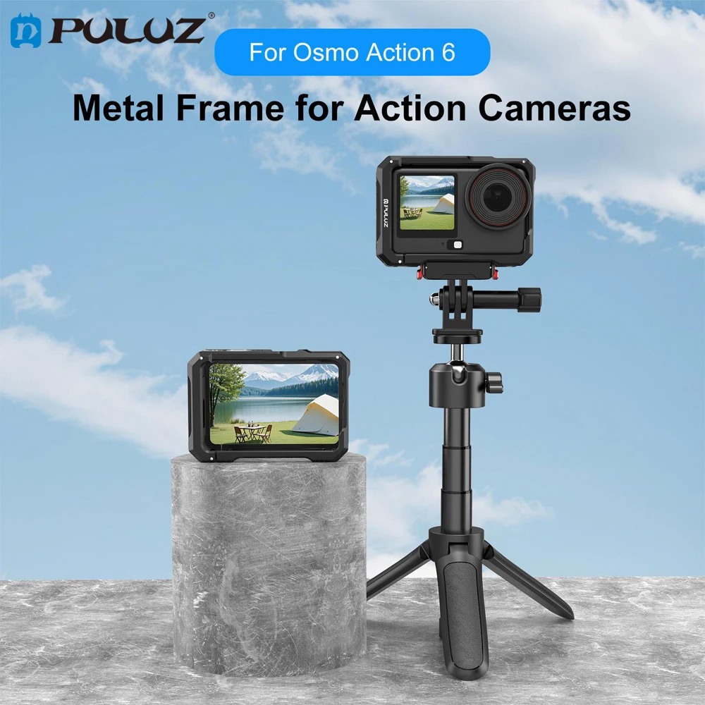 

PULUZ Клетка для камеры холодного башмака для DJI Osmo Action 6, металлическая расширительная рамка экшн-камеры 2025 для DJI OSMO ACTION 6