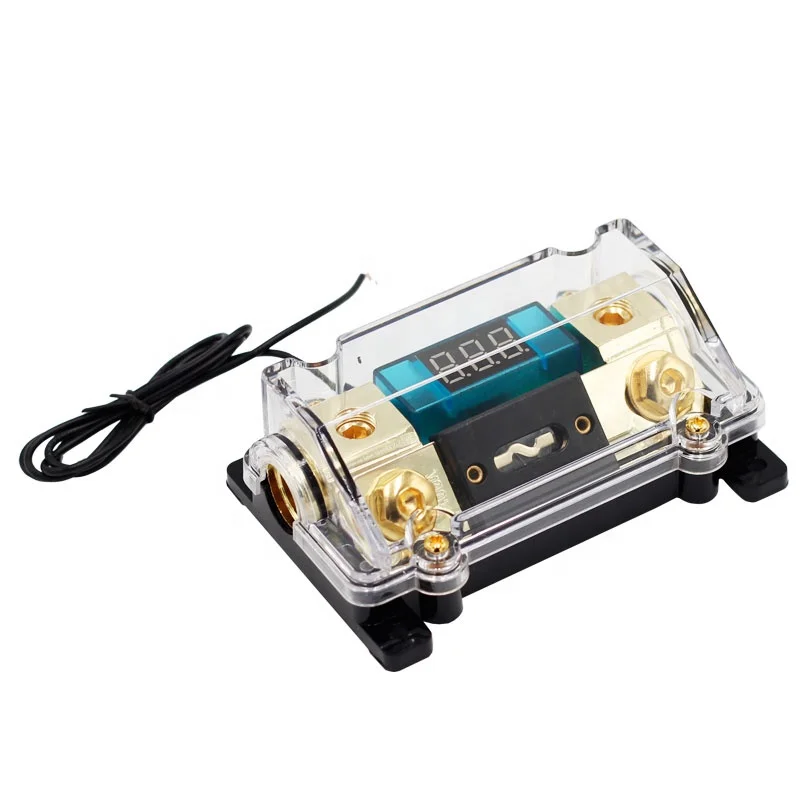 0/2/4 AWG Gauge Car Stereo Audio LED Display Digital Voltage 100 Amp Inline ANL Fuse Holder
