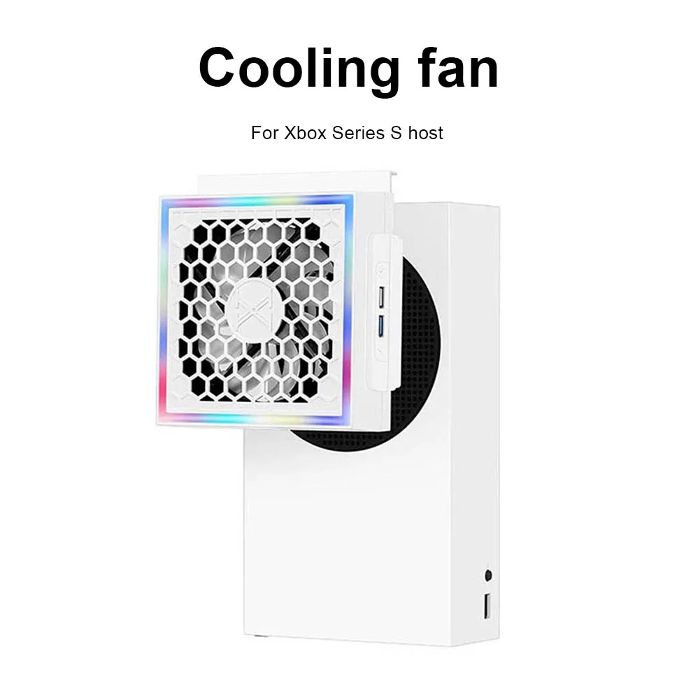 For Xbox Series S Game Console Cooling Fan Top Dust Proof Cover 3 Speed Adjustable Fan Cooling System RGB Breathing Light 2 USB