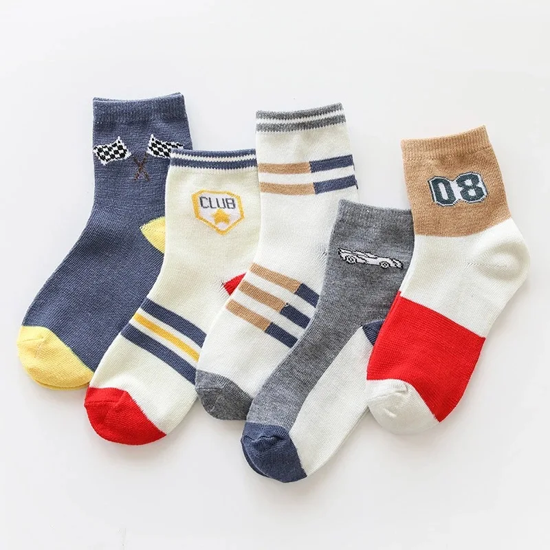 5 Pairs Kids Autumn Socks Winter Children Cotton Cartoon Baby Girls Boys Fashion Socks Size 1 2 3 4 5 6 7 8 9 Years KF055