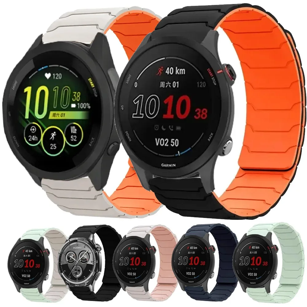 20 mm 22 mm Silikon-Magnetarmband für Garmin Forerunner 970 570 55 165 265 965 255 745 245 Vivoactive 6 5 4 3/Venu 3 2 SQ2 Gürtel