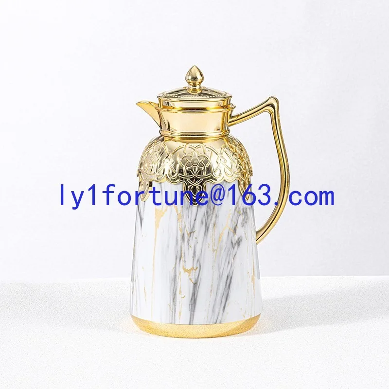 Bouteille isotherme en verre pour eau chaude domestique, style arabe, avec coque en fer rétro, pot isotherme, cafetière pour hôtels et entreprises