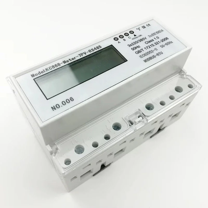 Three phase active watt-hour Power Energy Meter RS485 Rail Install