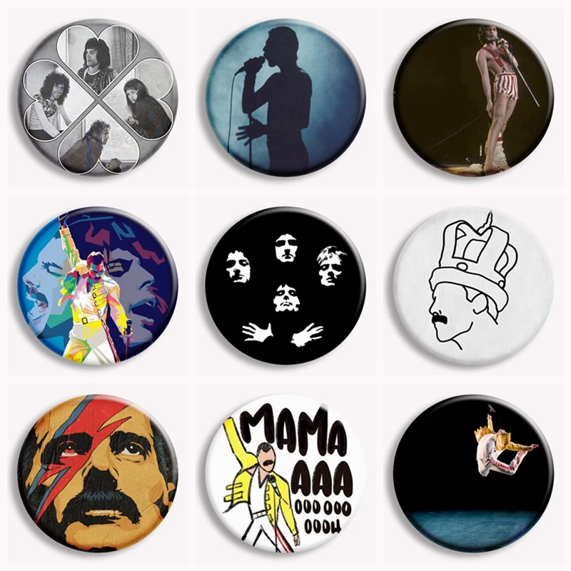 Classic Top Grade Rock You Brooches Queen Cartoon Rock Music Lovers Pins For Backpack Fans Collection Gifts 58mm