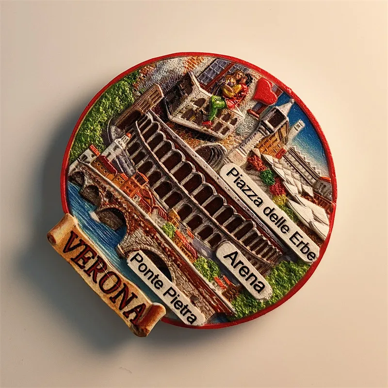 Italian Ancient City Verona Amphitheater Tourist Souvenir Home Decoration Magnetic Fridge Magnet Resin Material