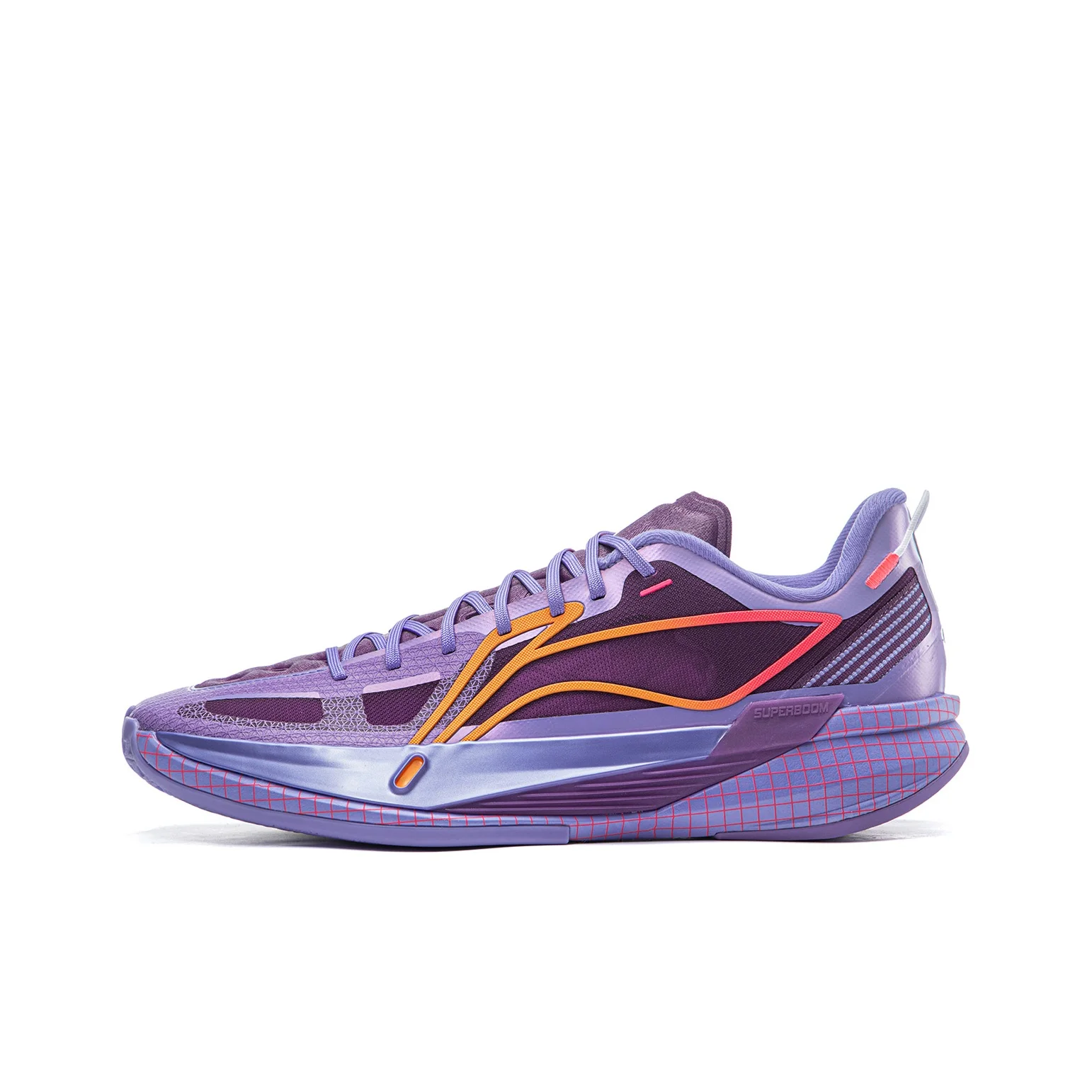 Li Ning Cushioning Slip Resistant Abrasion Resistant Breathable Rebound Grip Low top Basketball Shoes Men's Purple ABAW005-5