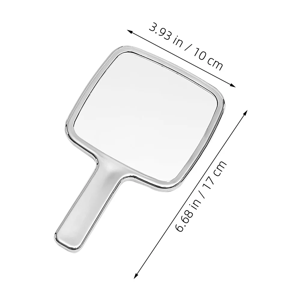 Handheld make-upspiegel met handvat Vierkant Zilver Draagbaar Compact Hd Reflecterend oppervlak voor reizen Vrouwen -Up