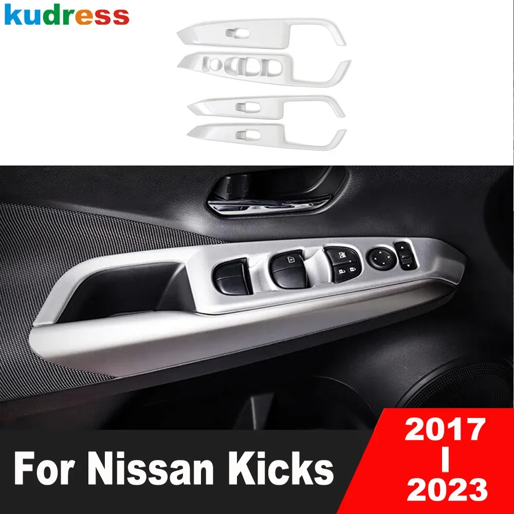 

Для Nissan Kicks 2017-2022 2023 матовая кнопка переключения внутренней двери подлокотника стеклоподъемника панель Крышка отделка аксессуары для интерьера
