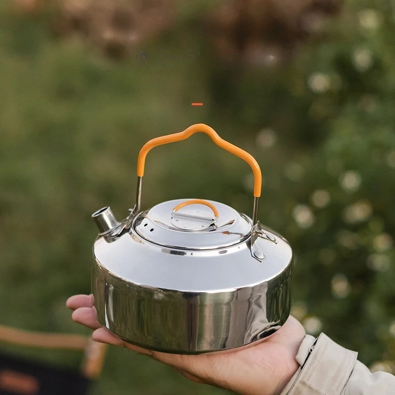 Durable 304 Stainless Steel Camping Water Kettle Charcoal Fire Safe Mini Teapot Outdoor Portable Boiling Drinkware