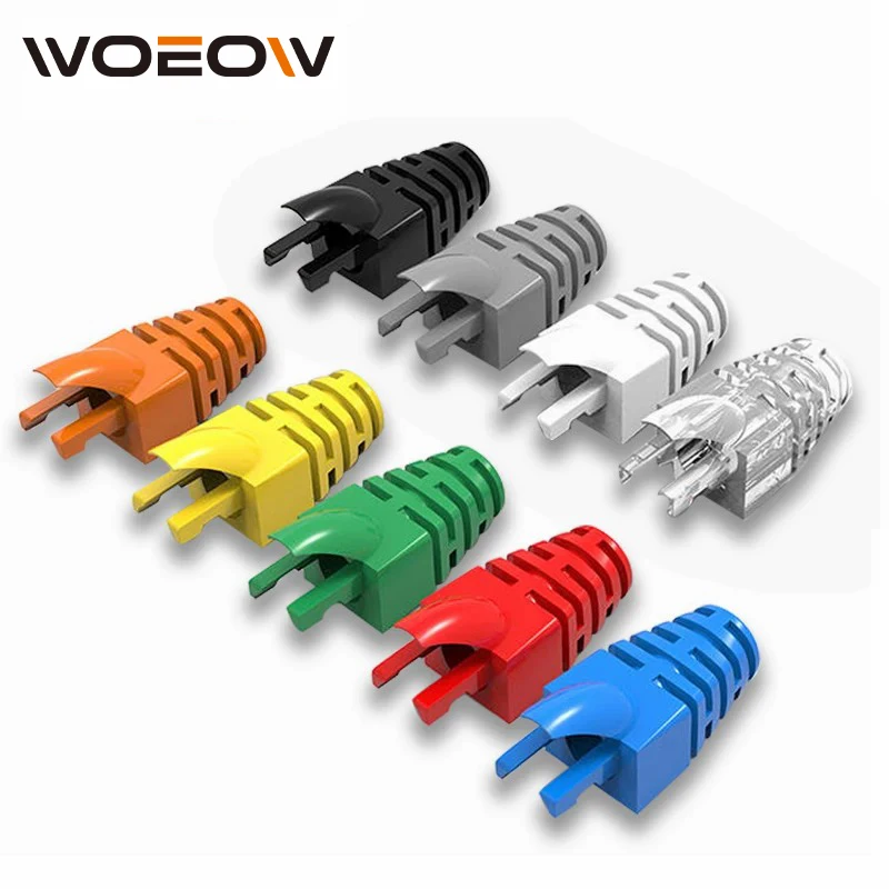 

WoeoW 100pcs Cat5E CAT6 RJ45 Ethernet Network Cable Strain Relief Boots Cable Connector Plug Cover