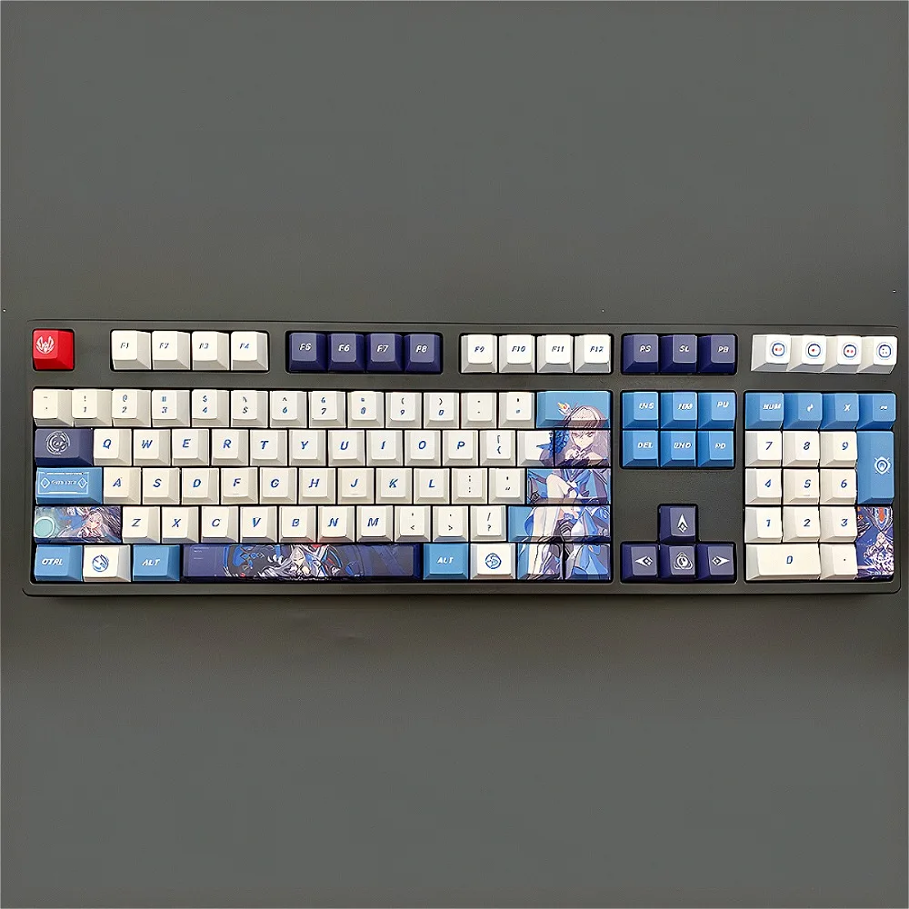 

White, Cherry Keycap Set PBT 136 keys, personality, anime theme, for 61/87/104/108 mechanical keyboard