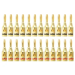 24pcs 4mm 24k Gold-Plated Musical Cable Wire Banana Plug Audio Speaker Connector Plated Musical Speaker Cable Wire Pin Connector