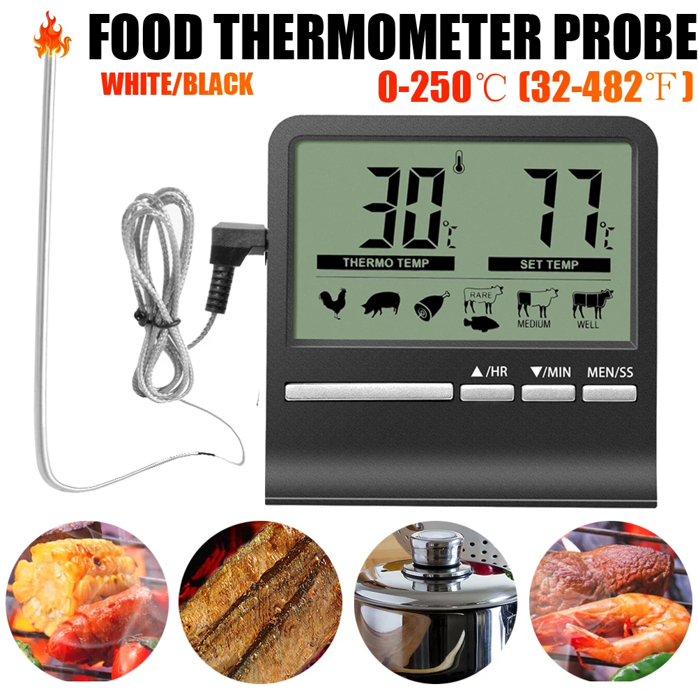 

Kitchen Digital Cooking Thermometer Meat Food Temperature Tester for Oven BBQ Grill Timer Function with Probe Meat Heat Meter