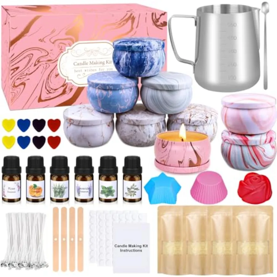 Candle Making Kit for Adults Beginner DIY Scented Candle Beeswax Essential Oil Wick Supplies