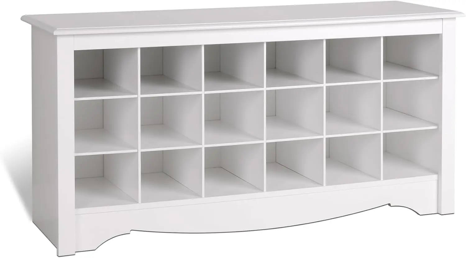 

Prepac White Shoe Cabinet, Entryway Bench, Mud Room Organization and Storage Bench with 18 Shoe Cubbies 16"D x 48"W x 24"H