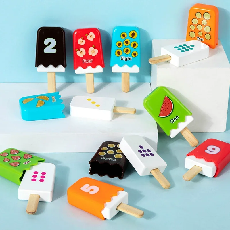 Kid Ice Cream Number Matching Game Montessori Parish Toy Digit Counting Color Cognitive Letter Learn Sensory Educatioal Toy Gift