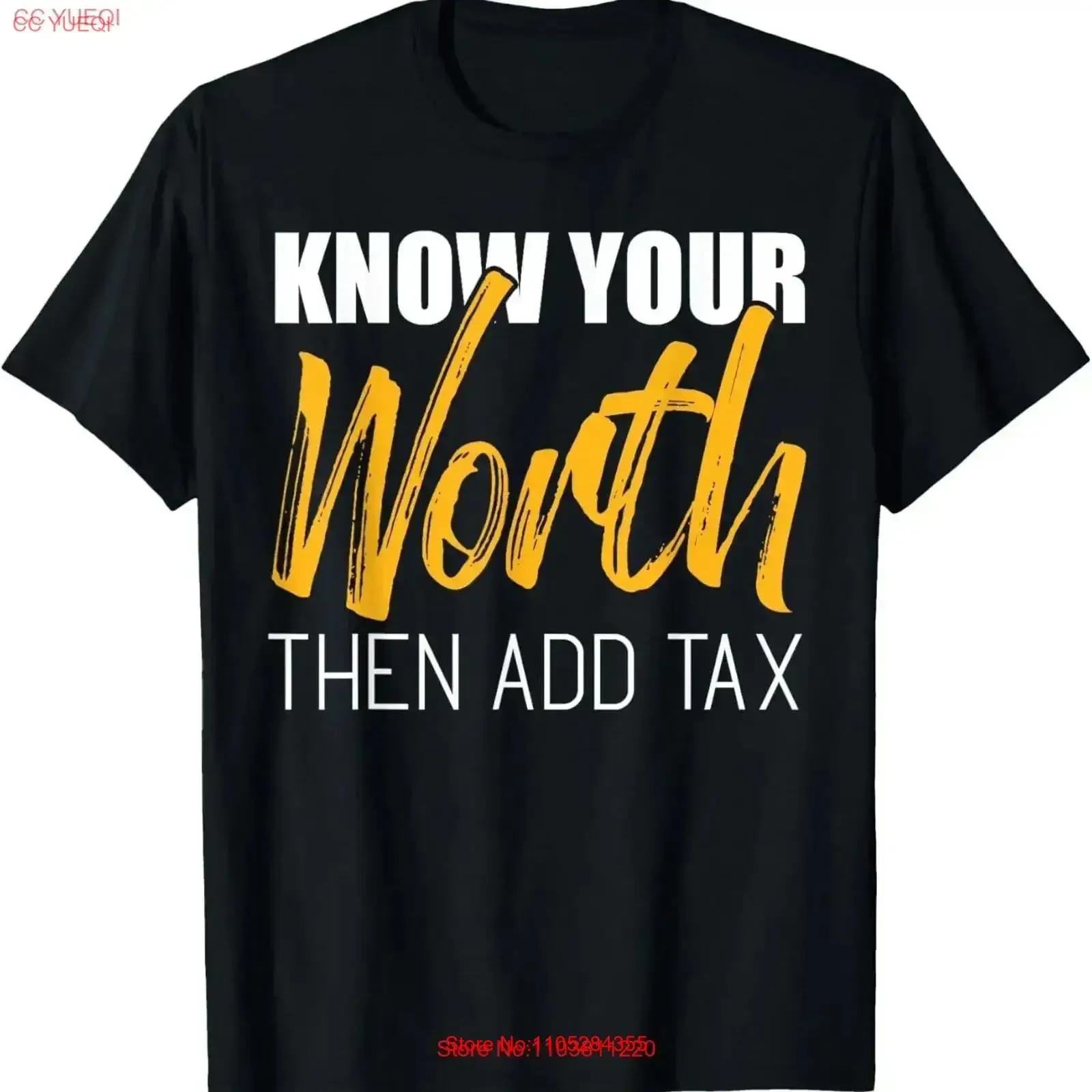 T-shirt « Know Your Worth Then Add Tax Contributions » vintage, délavé, décontracté, doux, tendance, pour le quotidien, avec motif graphique extensible