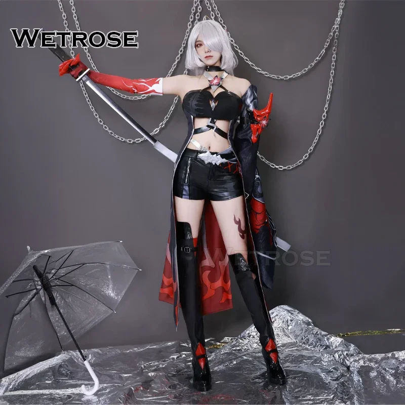 【 Wetrose 】 acheron rotes Cosplay-Kostüm ultimative Ult Honkai Star Rail Yomi Kyoden: eine Spaltung über die vorübergehende Welt Set Perücke