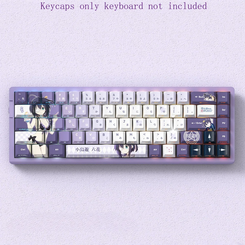 Anime Animation Keycap 74 Key Side Carved Translucent Cherry Keyboard Keychain Compatible with 60/61/68 Mechanical Keyboard