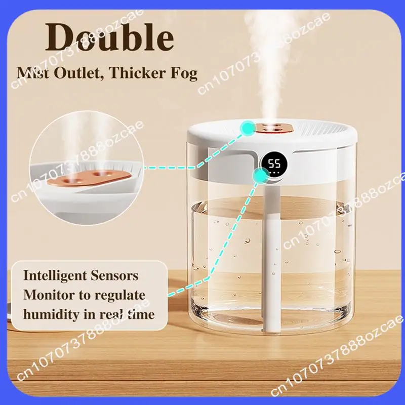 A26P H2O مرطب الهواء سعة 2L فوهة مزدوجة مع شاشة LCD للرطوبة موزع الزيوت العطرية المحمولة USB سهلة التركيب Gre
