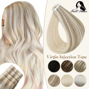 Full Shine Injection Virgin Human Hair Extensions PU Skin Weft Tape In Blonde Color Virgin Invisible Seamless 5Pcs for Testing