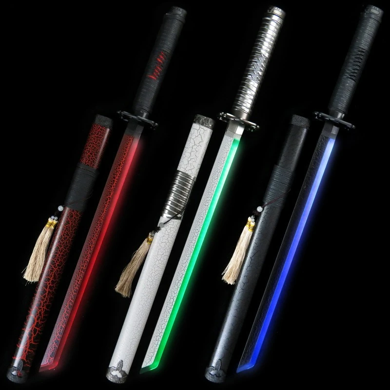 74cm/29.13in Medieval Sword Lightsaber LED Model Props Katana Game Display Peripherals With Sheath Cosplay Ornaments Outdoor Toy