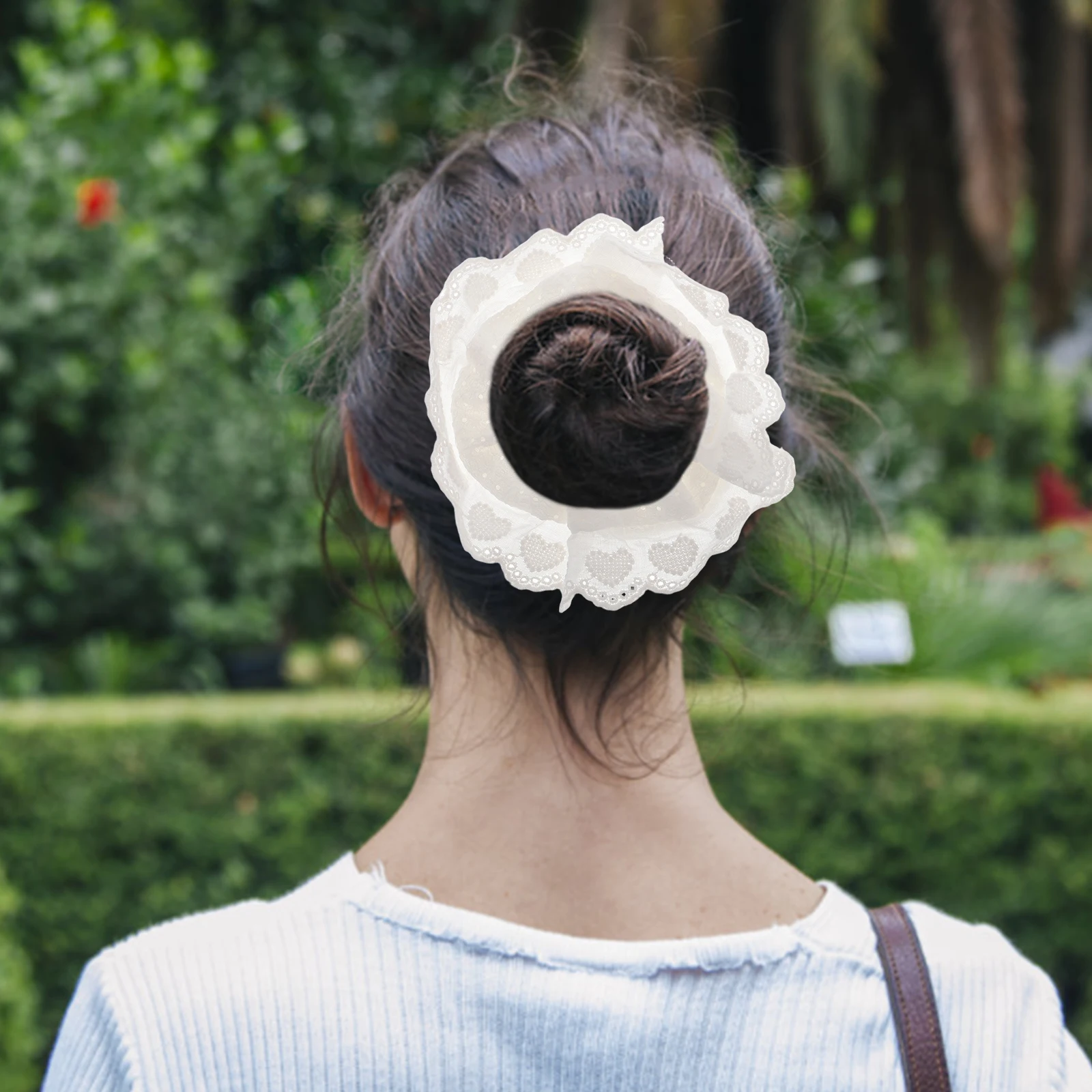 

3pcs Elegant Lace Scrunchies For Women Fabric Ties Girls Ponytail Holders Stretchy Rings Checkered Design High Elastic Hair