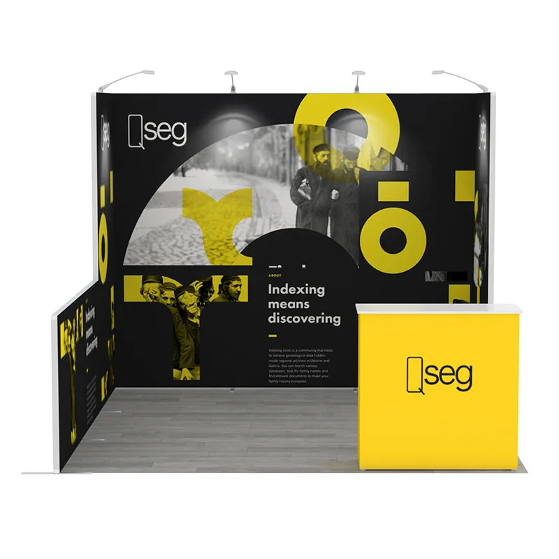 Qseg U Shape 10x10ft Trade Show Booth Lightest Modular Aluminum 3x3 Exhibition Display Stand