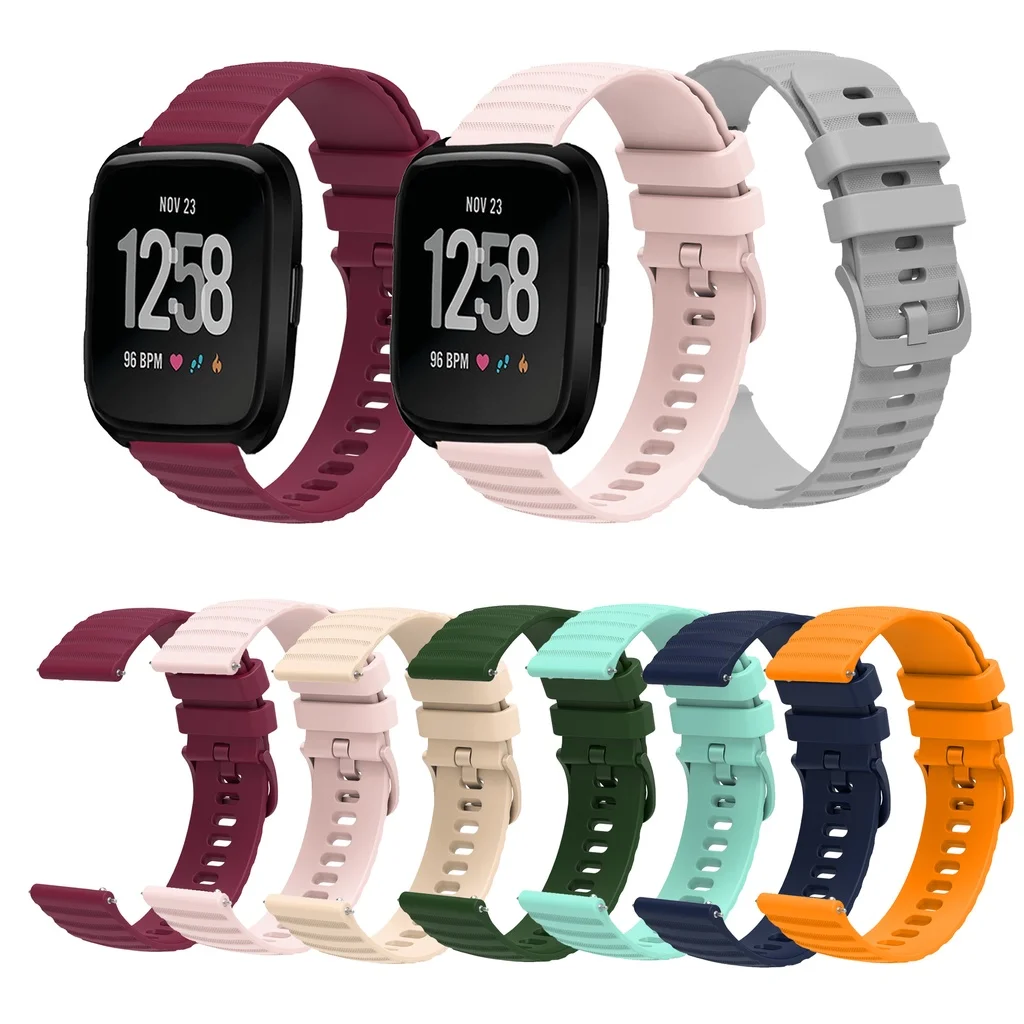Silicone Strap For Fitbit Versa 2 / Versa Lite / Versa 1/ SE Wave Pattern Bracelet Sport Band Wristband